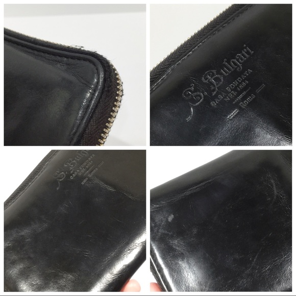 Bvlgari black smooth leather embossed logo zip wallet - Picture 5 of 11